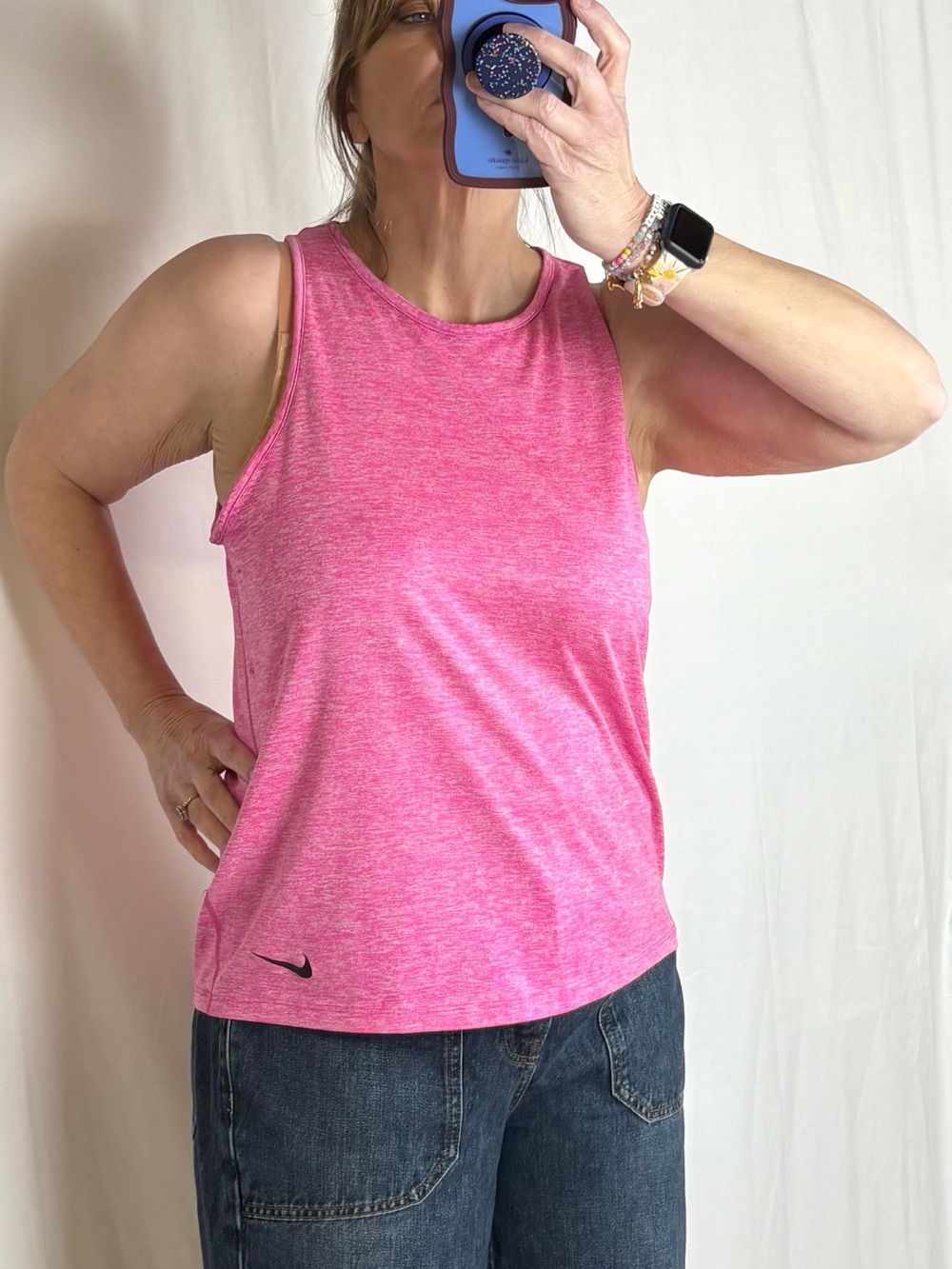 Nike Pink Heathered Athletic Tank Top